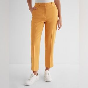 Express Mustard Yellow Editor Twill Straight Ankle High Rise Pant